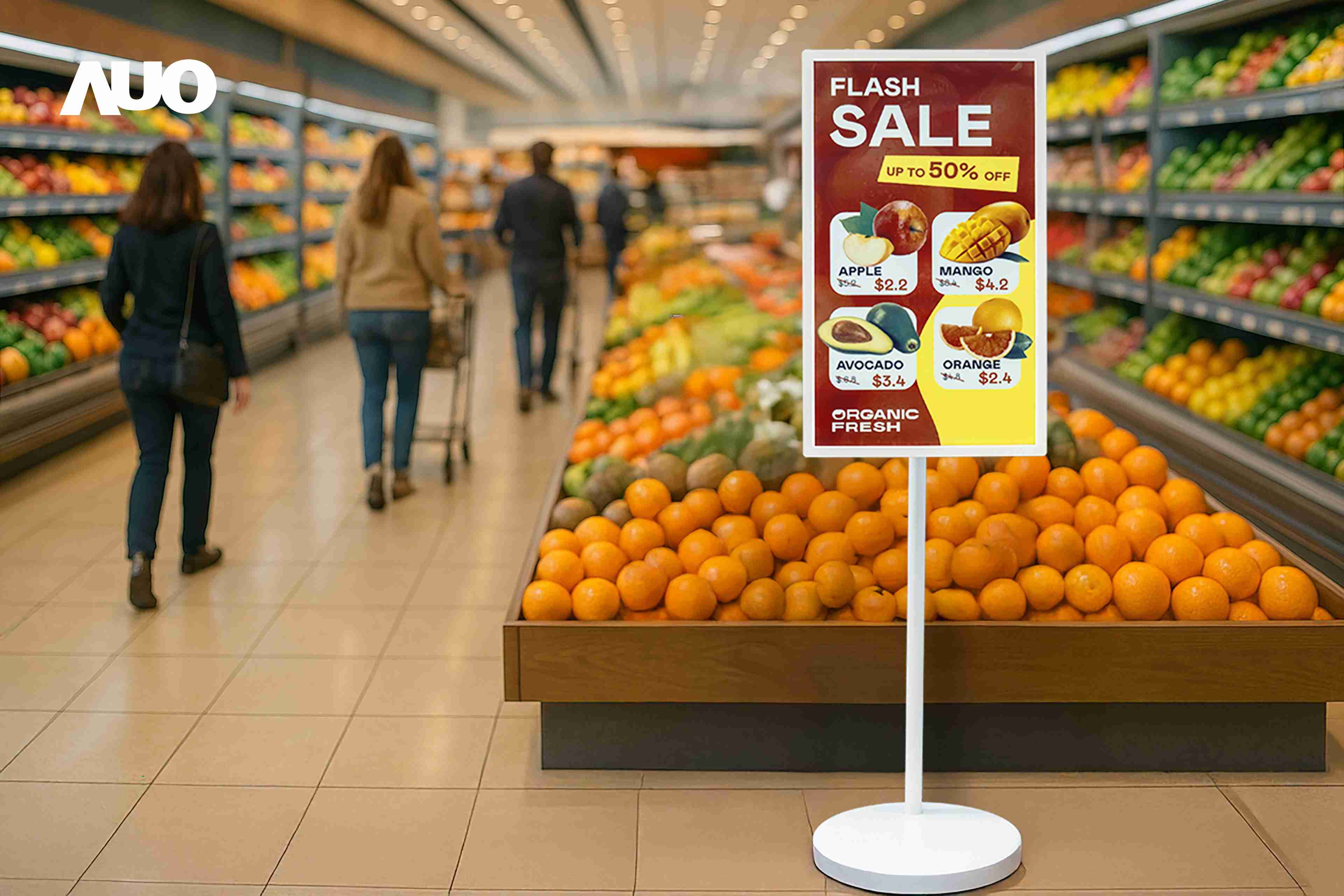 达擎首亮相低功耗、、全彩的〝aecoPost电子纸解决方案〞，，，仅在更新画面时需要微量的电力驱动，，，，无需布建电线的便捷设计，，使其可灵活应用、、、随意置放，，，并可透过云端或行动装置app，，，轻松管理及排程广告内容，，，，晋升店头营销利器。。